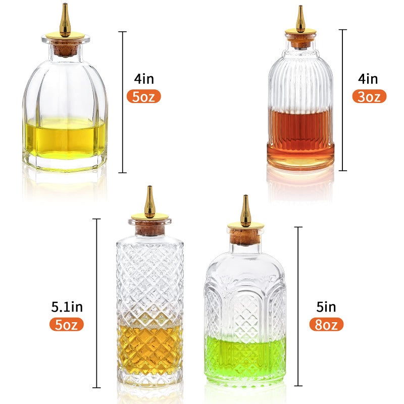 SuproBarware Bitters Bottle for Cocktails Set of 4 - Glass Dasher Bottles with Dash Tops, Great for Bartender,Home Bar - Image 2